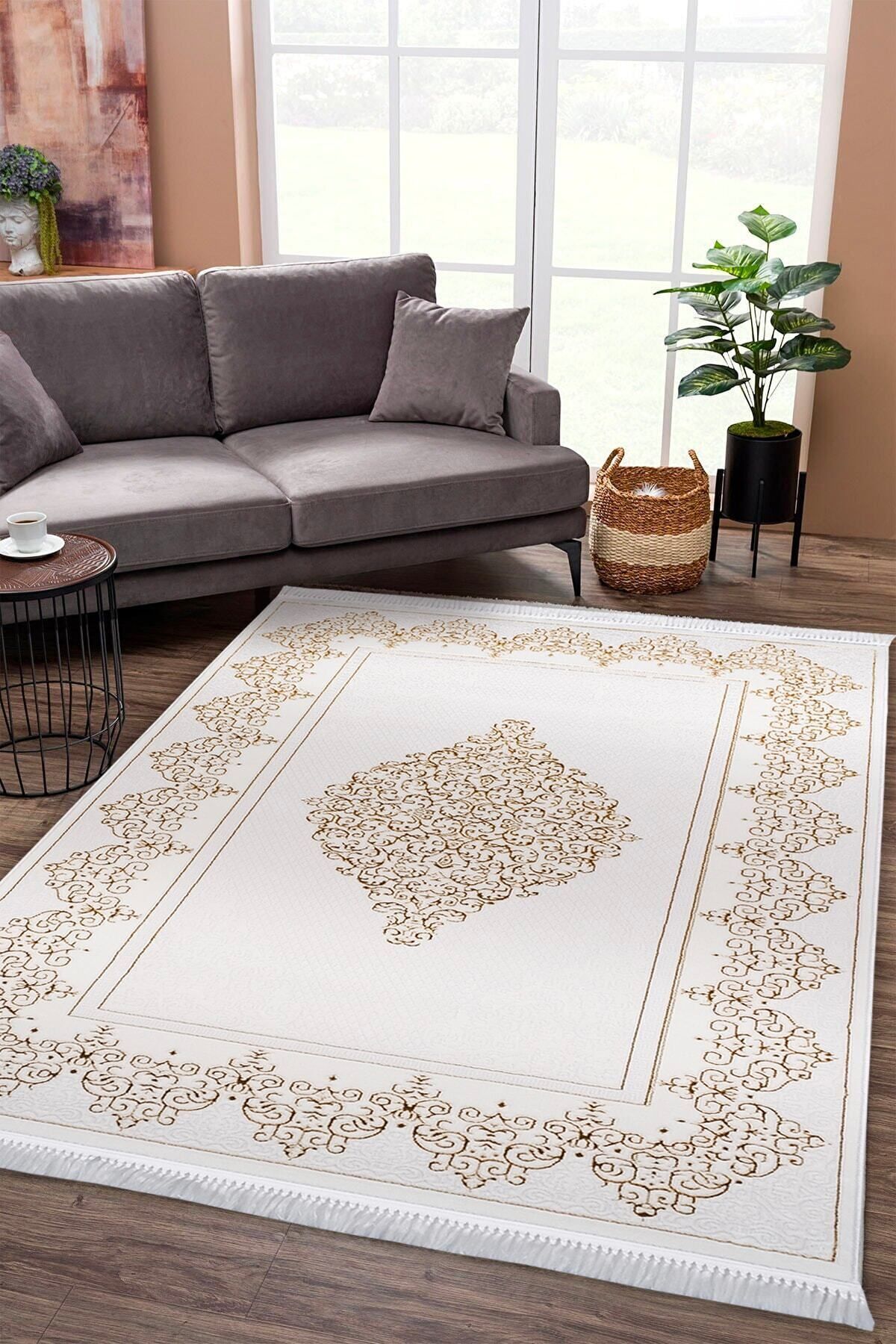 Kervansaray Home Vintage Krem Gold Oturma Odası Ve Salon Halısı